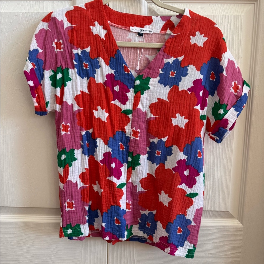 Colorful Floral Women's Top - EUC